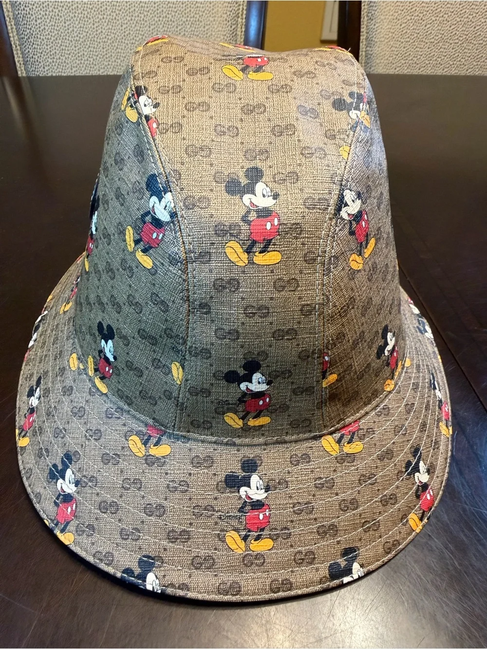 New Authentic Gucci GG x Disney Mickey Mouse Logo Bucket Hat Brown Size M - Picture 9 of 14